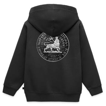 Lion de Juda Jah Rastafari Rasta Racines Rasta - Sweat Premium à capuche zippé enfant bio - noir - Dos - AI Model Kid Male (0cm)