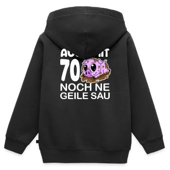 70. Geburtstag Sau Spruch lustig Geschenk - Kinder Premium Organic Zip Hoodie - Schwarz - Hinten - AI Model Kid Male (0cm)
