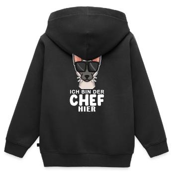coole Katze - Siamkatze Spruch - Kinder Premium Organic Zip Hoodie - Schwarz - Hinten - AI Model Kid Male (0cm)