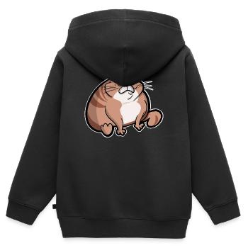Dicke Katze - Kinder Premium Organic Zip Hoodie - Schwarz - Hinten - AI Model Kid Male (0cm)