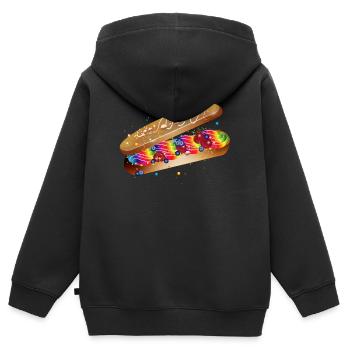 Illustration d’un éclair coloré rempli - Sweat Premium à capuche zippé enfant bio - noir - Dos - AI Model Kid Male (0cm)