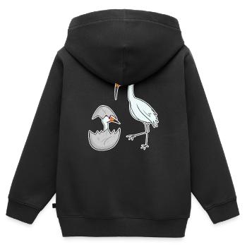 Kraniche Familie - Kraniche mit Baby - Kinder Premium Organic Zip Hoodie - Schwarz - Hinten - AI Model Kid Male (0cm)