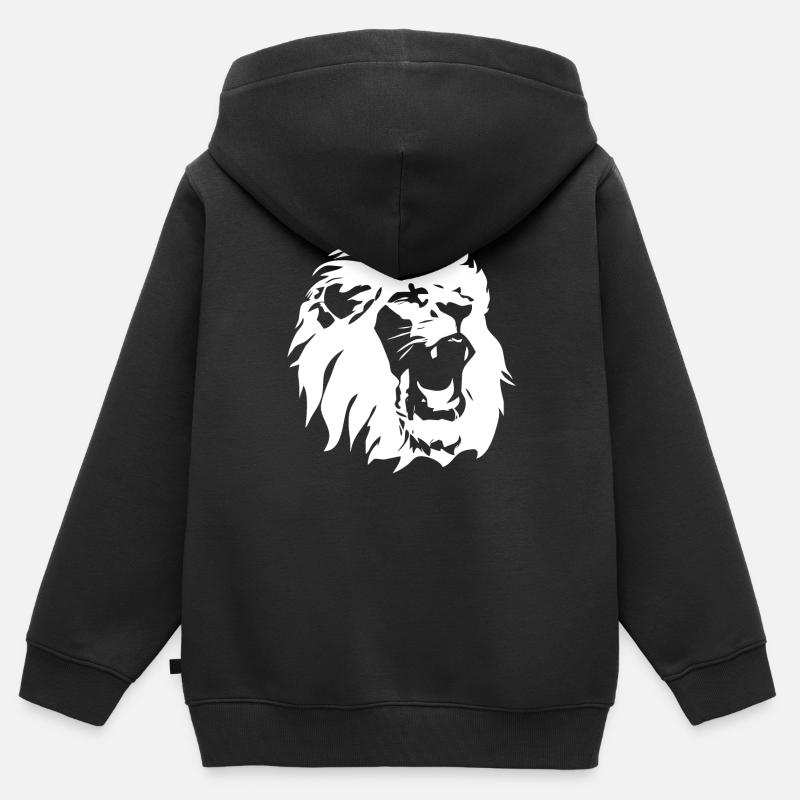 Testa di leone - Felpa Premium con cappuccio con zip bambino bio - nero