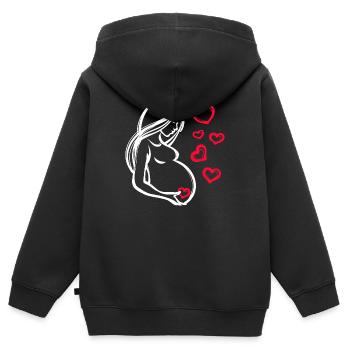 Babyglück Babybauch Schwanger Herz Schwangerschaft - Kinder Premium Organic Zip Hoodie - Schwarz - Hinten - AI Model Kid Male (0cm)