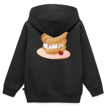 Mit Sahne und Kirsche gefüllter Windbeutel - Kinder Premium Organic Zip Hoodie - Schwarz - Hinten - AI Model Kid Male (0cm)