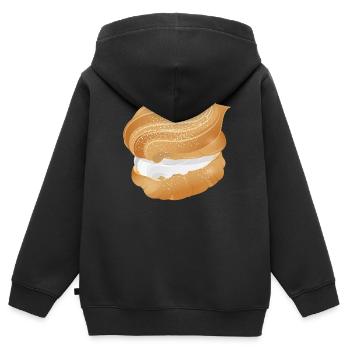 Illustration eines mit Sahne gefüllten Windbeutel - Kinder Premium Organic Zip Hoodie - Schwarz - Hinten - AI Model Kid Male (0cm)