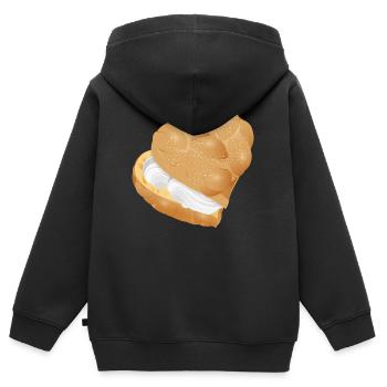 Mit Sahne gefülltes Windbeutel Herz - Kinder Premium Organic Zip Hoodie - Schwarz - Hinten - AI Model Kid Male (0cm)