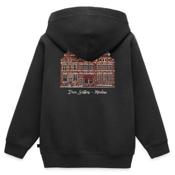 Norden, Frise orientale, Trois Sœurs Bas-allemand - Sweat Premium à capuche zippé enfant bio - noir - Dos - AI Model Kid Male (0cm)