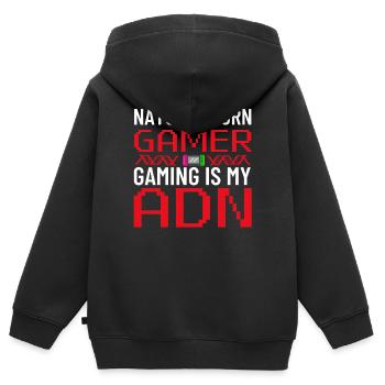 Natural Born Gamer: Gaming ist meine DNA - Kinder Premium Organic Zip Hoodie - Schwarz - Hinten - AI Model Kid Male (0cm)