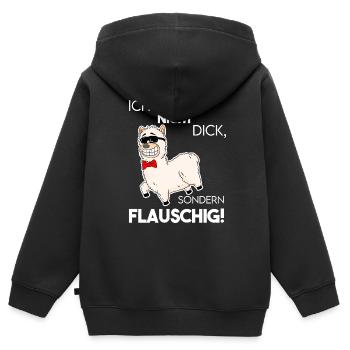 Flauschig Spruch Lustig - Kinder Premium Organic Zip Hoodie - Schwarz - Hinten - AI Model Kid Male (0cm)