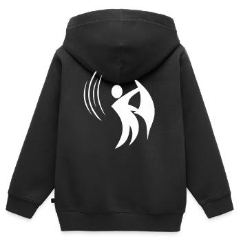 Sauna Aufguss Männchen Piktogramm - Kinder Premium Organic Zip Hoodie - Schwarz - Hinten - AI Model Kid Male (0cm)