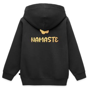 Namaste Yoga Blume Gold Meditation vibes om - Kinder Premium Organic Zip Hoodie - Schwarz - Hinten - AI Model Kid Male (0cm)