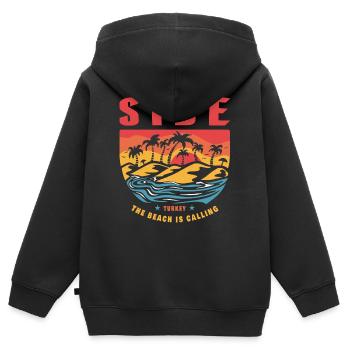 Motif de palmier Side Turkey - Sweat Premium à capuche zippé enfant bio - noir - Dos - AI Model Kid Male (0cm)