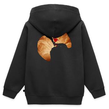 Le populaire croissant fourré à la confiture - Sweat Premium à capuche zippé enfant bio - noir - Dos - AI Model Kid Male (0cm)