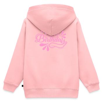 Birthday Bliss in Pink Script - Kids Premium Organic Zip-up Hoodie - rose - Back - AI Model Kid Female (0cm)