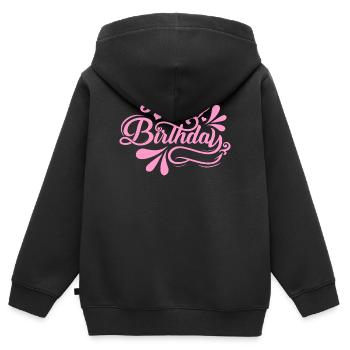 Birthday Bliss in Pink Script - Kids Premium Organic Zip-up Hoodie - black - Back - AI Model Kid Male (0cm)