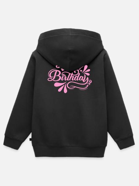 Birthday Bliss in Pink Script - Kids Premium Organic Zip-up Hoodie - black