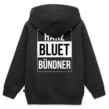 Härzbluetbündner Bündner Graubünden - Kinder Premium Organic Zip Hoodie - Schwarz - Hinten - AI Model Kid Male (0cm)