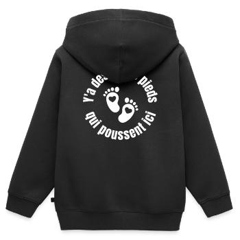 bébé, future maman, enceinte, naissance - Sweat Premium à capuche zippé enfant bio - noir - Dos - AI Model Kid Male (0cm)