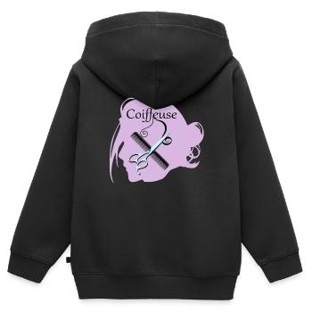Frisör - Kinder Premium Organic Zip Hoodie - Schwarz - Hinten - AI Model Kid Male (0cm)