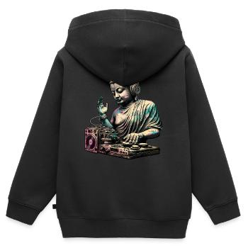 DJ Buddha - Kinder Premium Organic Zip Hoodie - Schwarz - Hinten - AI Model Kid Male (0cm)