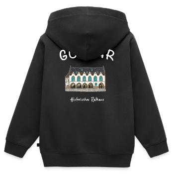 Goslar, kultiges Historisches Rathaus, - Kinder Premium Organic Zip Hoodie - Schwarz - Hinten - AI Model Kid Male (0cm)