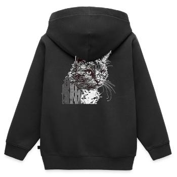 Chat ASCII - Sweat Premium à capuche zippé enfant bio - noir - Dos - AI Model Kid Male (0cm)