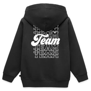 Équipe - Sweat Premium à capuche zippé enfant bio - noir - Dos - AI Model Kid Male (0cm)