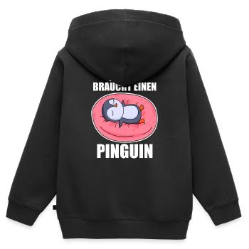 Pinguin Pinguine - Kinder Premium Organic Zip Hoodie - Schwarz - Hinten - AI Model Kid Male (0cm)
