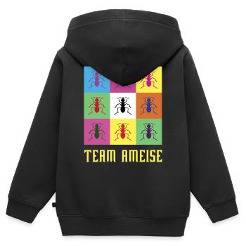Team Ameise - Kinder Premium Organic Zip Hoodie - Schwarz - Hinten - AI Model Kid Male (0cm)