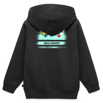 Liban et Suède 100 % parfait / Cadeau - Sweat Premium à capuche zippé enfant bio - noir - Dos - AI Model Kid Male (0cm)
