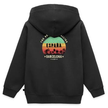 Barcelona Spanien Palmen Design - Kinder Premium Organic Zip Hoodie - Schwarz - Hinten - AI Model Kid Male (0cm)