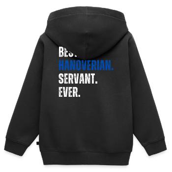 ! Meilleur serviteur hanovrien de tous les temps - Sweat Premium à capuche zippé enfant bio - noir - Dos - AI Model Kid Male (0cm)