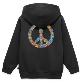Mehr-Frieden-Feiern-Zeichen - Kinder Premium Organic Zip Hoodie - Schwarz - Hinten - AI Model Kid Male (0cm)