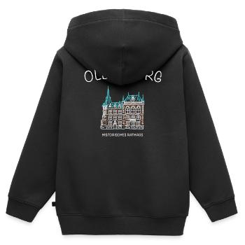 Oldenburg, Historisches Rathaus, Niedersachsen - Kinder Premium Organic Zip Hoodie - Schwarz - Hinten - AI Model Kid Male (0cm)