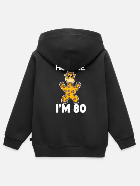 80th Birthday - 80th Anniversary - Hug - Kids Premium Organic Zip-up Hoodie - black