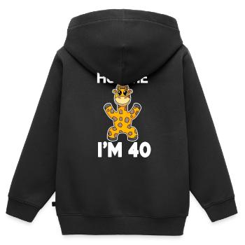40 ans - 40 ans - câlin - Sweat Premium à capuche zippé enfant bio - noir - Dos - AI Model Kid Male (0cm)