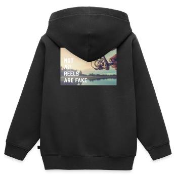 not all reels - Kinder Premium Organic Zip Hoodie - Schwarz - Hinten - AI Model Kid Male (0cm)