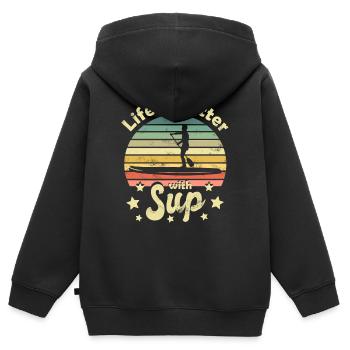 Stand Up Paddle Stand Up Paddle - Sweat Premium à capuche zippé enfant bio - noir - Dos - AI Model Kid Male (0cm)