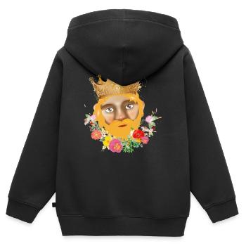 Der König mit Krone als Puppen Theater Porträt - Kinder Premium Organic Zip Hoodie - Schwarz - Hinten - AI Model Kid Male (0cm)
