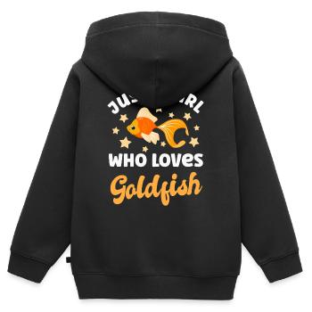 Goldfisch - Kinder Premium Organic Zip Hoodie - Schwarz - Hinten - AI Model Kid Male (0cm)