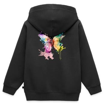 flatterne Träume - Kinder Premium Organic Zip Hoodie - Schwarz - Hinten - AI Model Kid Male (0cm)