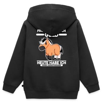 Pferderasse Hannoveraner Pferd Hauspferd - Kinder Premium Organic Zip Hoodie - Schwarz - Hinten - AI Model Kid Male (0cm)