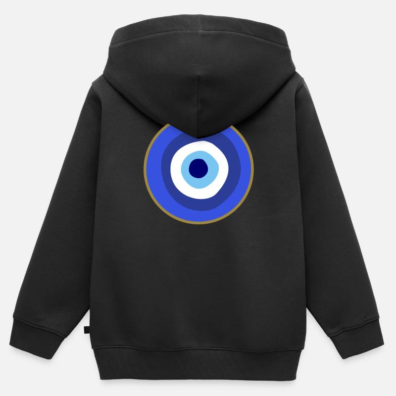 Mauvais œil - Sweat Premium à capuche zippé enfant bio - noir