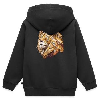 Stylized Lion, Geometric - Kids Premium Organic Zip-up Hoodie - black - Back - AI Model Kid Male (0cm)