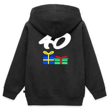gratulieren, 40 Geschenke bunt - Kinder Premium Organic Zip Hoodie - Schwarz - Hinten - AI Model Kid Male (0cm)