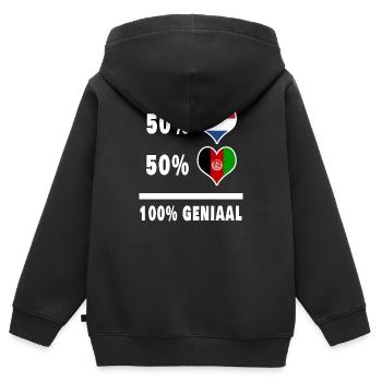 Afghanistan und die Niederlande 100% Genius Flagge - Kinder Premium Organic Zip Hoodie - Schwarz - Hinten - AI Model Kid Male (0cm)