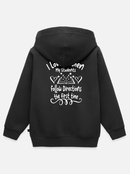 Schüler befolgen Anweisungen beim ersten Mal - Kinder Premium Organic Zip Hoodie - Schwarz