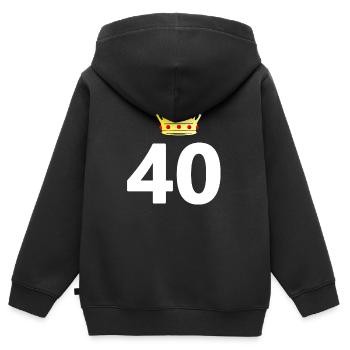 gratulieren, 40 unisex - Kinder Premium Organic Zip Hoodie - Schwarz - Hinten - AI Model Kid Male (0cm)