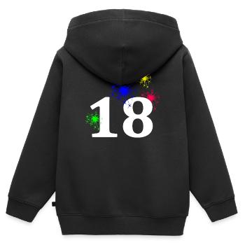 unisex, 18 Feuerwerk sternenmuster - Kinder Premium Organic Zip Hoodie - Schwarz - Hinten - AI Model Kid Male (0cm)